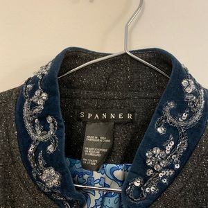 Spanner women’s blazer/jacket in size US small, blue with beaded collar